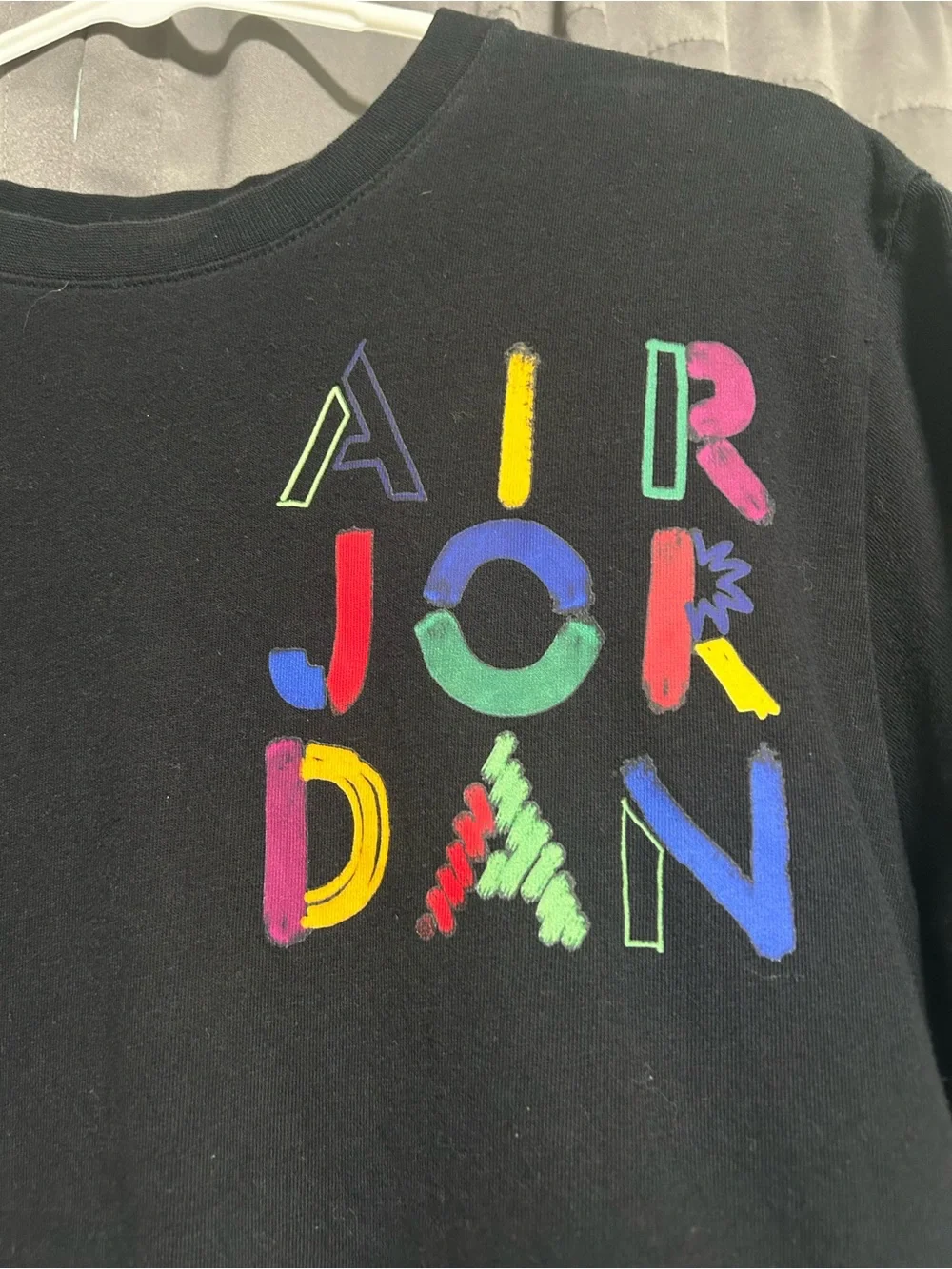 Jordan Black Tee with Multicolor AIR JORDAN Graphic